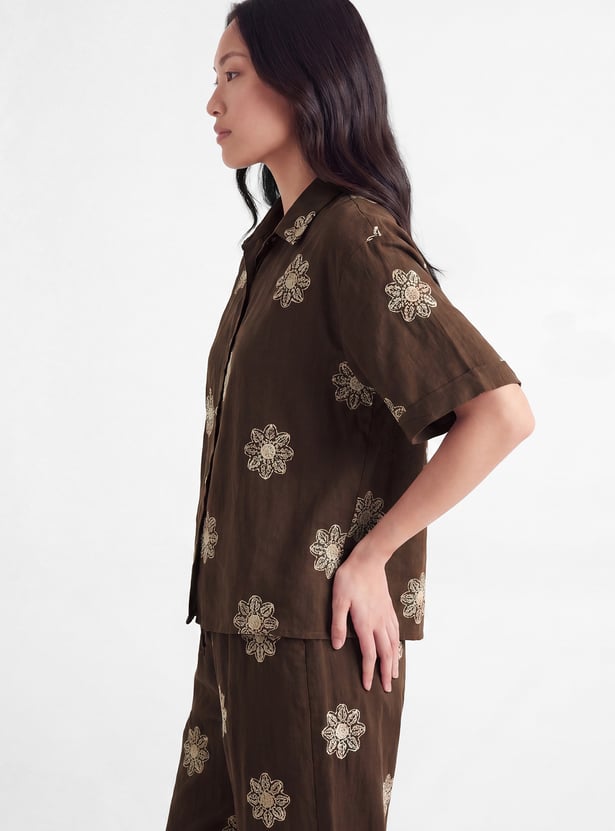 Women Embrodiered Motif Shirt