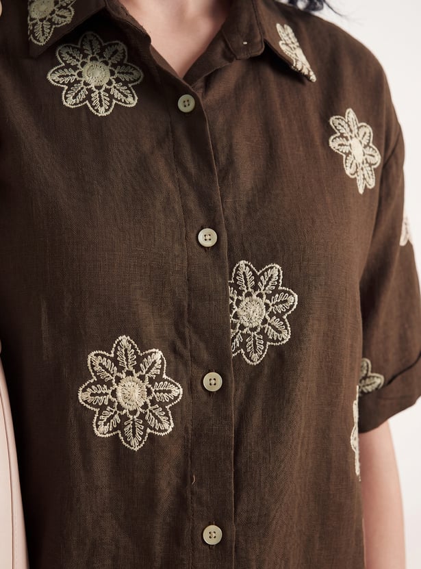 Women Embrodiered Motif Shirt