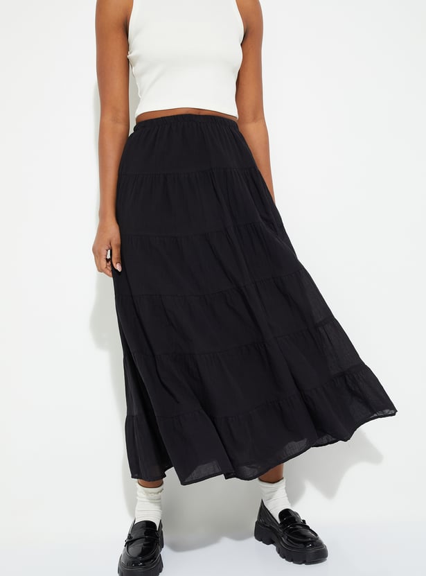 URB_N Women Solid Tiered Skirt