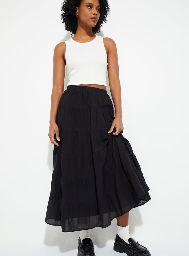 URB_N Women Solid Tiered Skirt