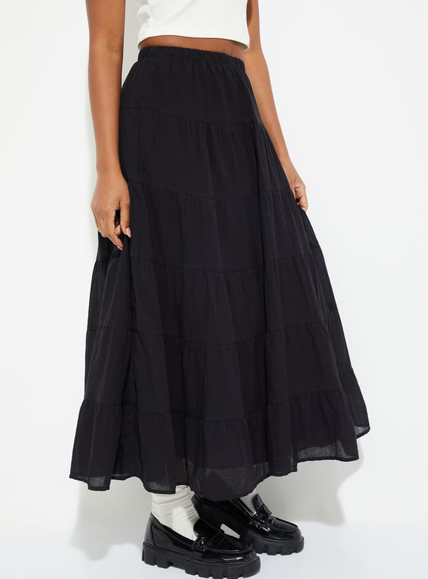 URB_N Women Solid Tiered Skirt