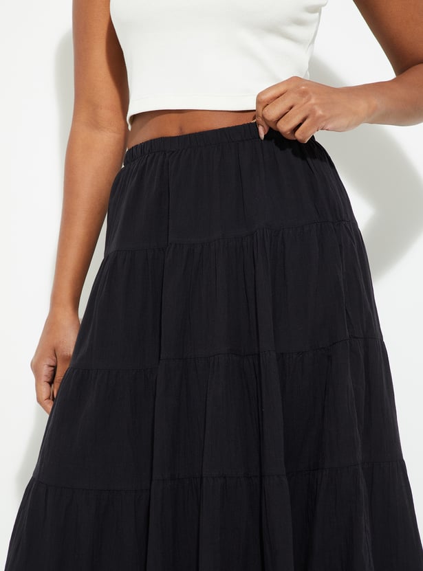 URB_N Women Solid Tiered Skirt