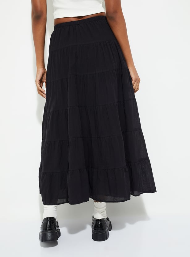 URB_N Women Solid Tiered Skirt