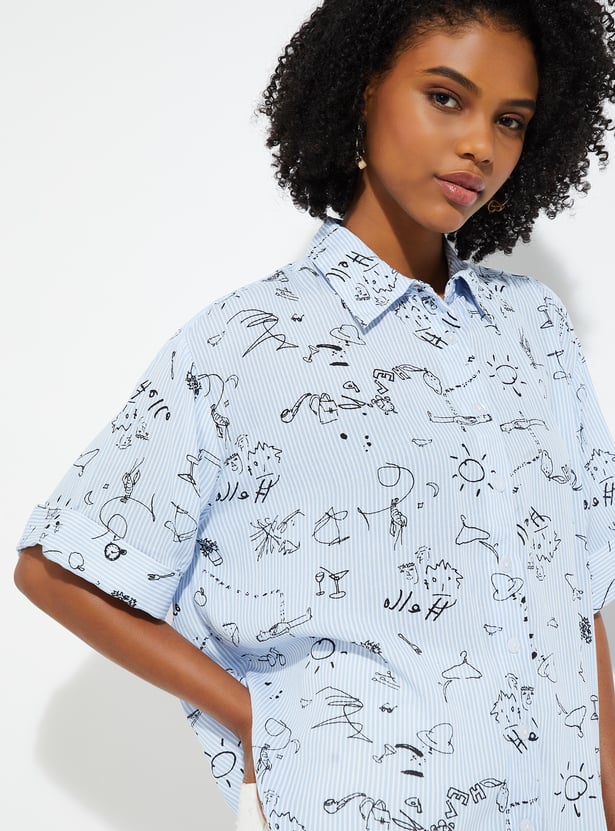 ALAYA F x URB_N Women Printed Oversized Shirt