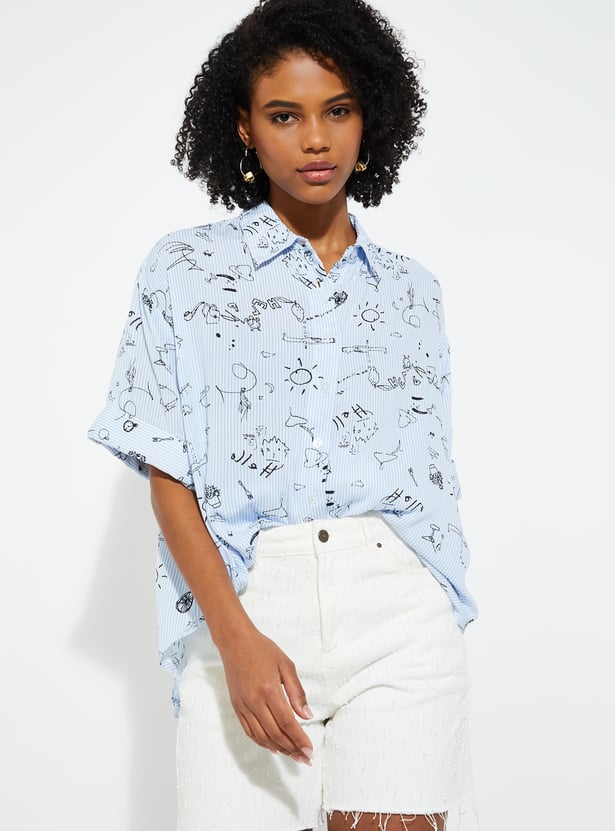 ALAYA F x URB_N Women Printed Oversized Shirt