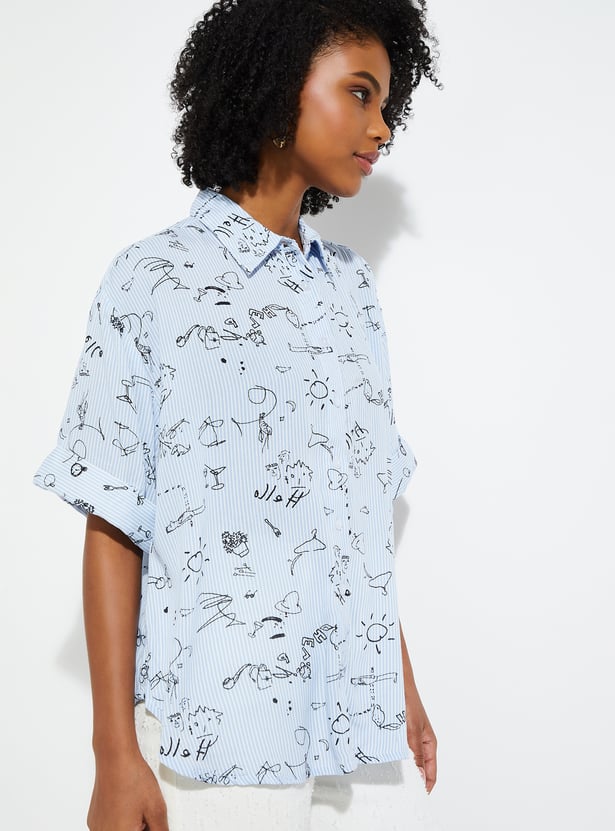 ALAYA F x URB_N Women Printed Oversized Shirt