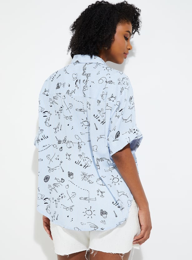 ALAYA F x URB_N Women Printed Oversized Shirt
