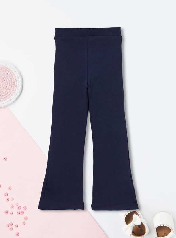 Girls Solid Flared Track Pants