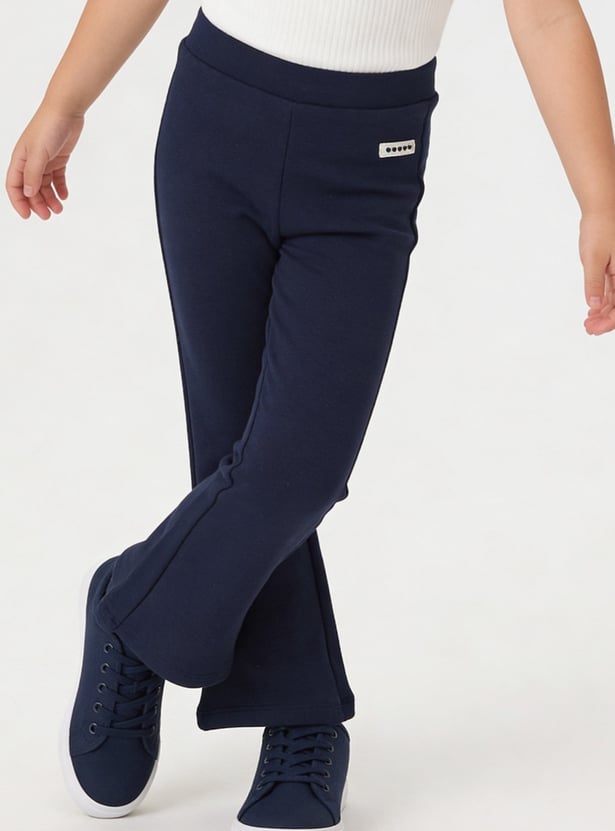 Girls Solid Flared Track Pants