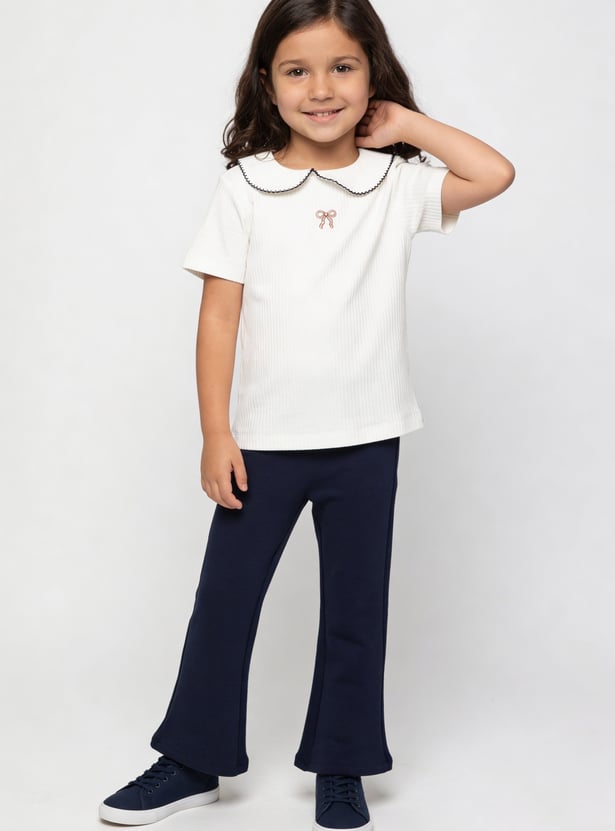 Girls Solid Flared Track Pants