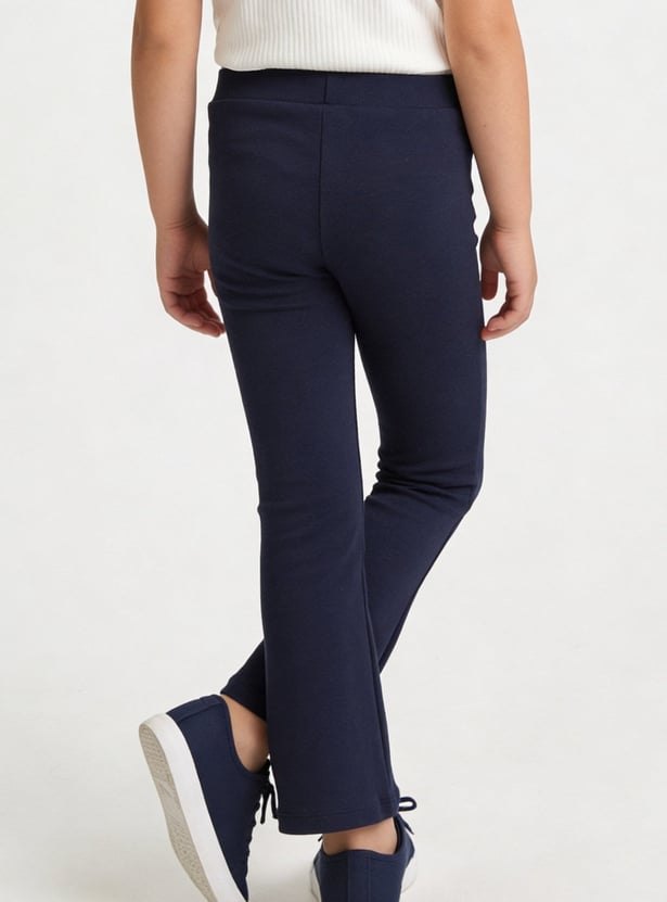Girls Solid Flared Track Pants