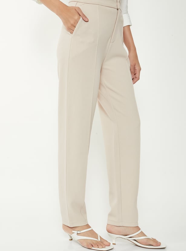 Women Pintuck Tapered Fit Trousers