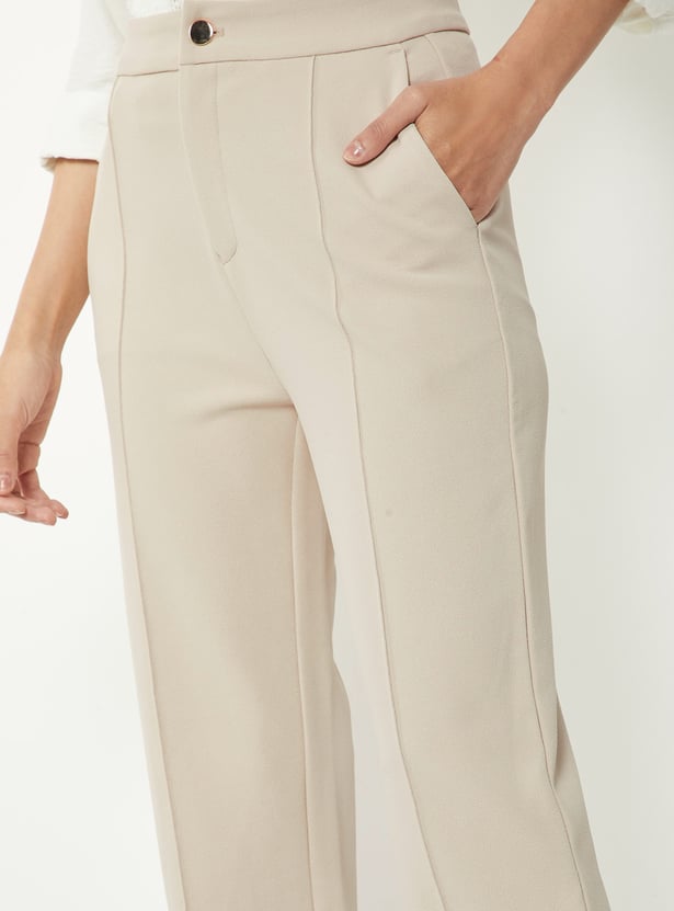 Women Pintuck Tapered Fit Trousers