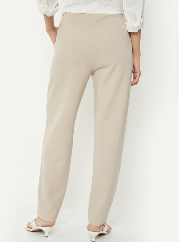 Women Pintuck Tapered Fit Trousers