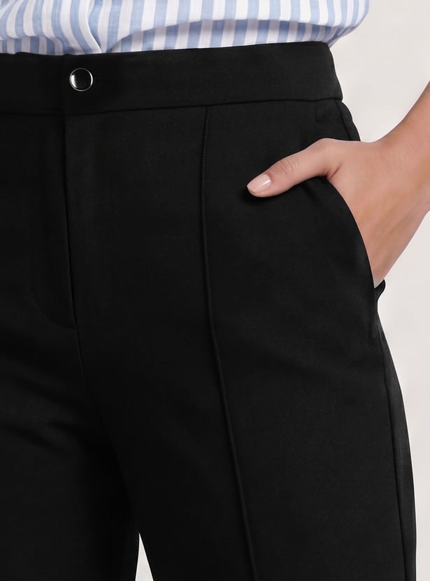Women Pintuck Tapered Fit Trousers