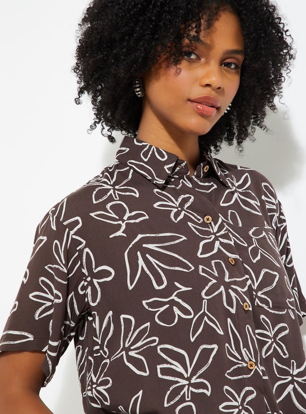URB_N Women Printed Boxy Fit Shirt