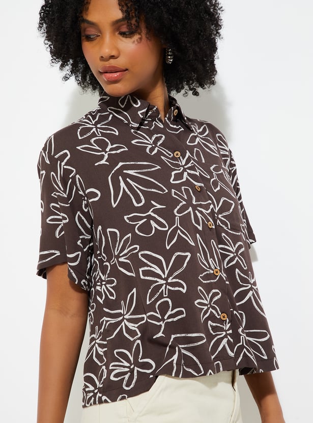 URB_N Women Printed Boxy Fit Shirt