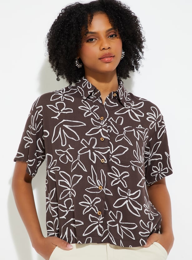 URB_N Women Printed Boxy Fit Shirt