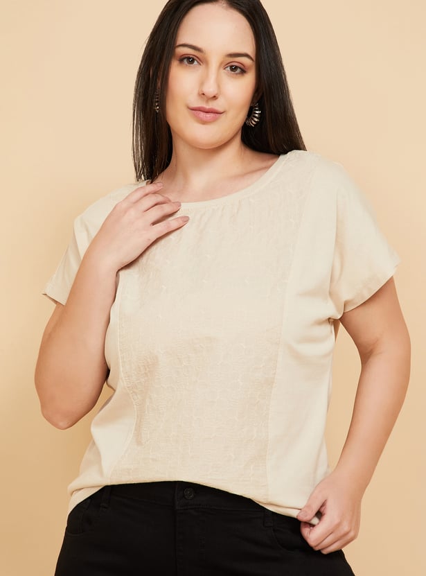Women Embroidered Panel T-shirt