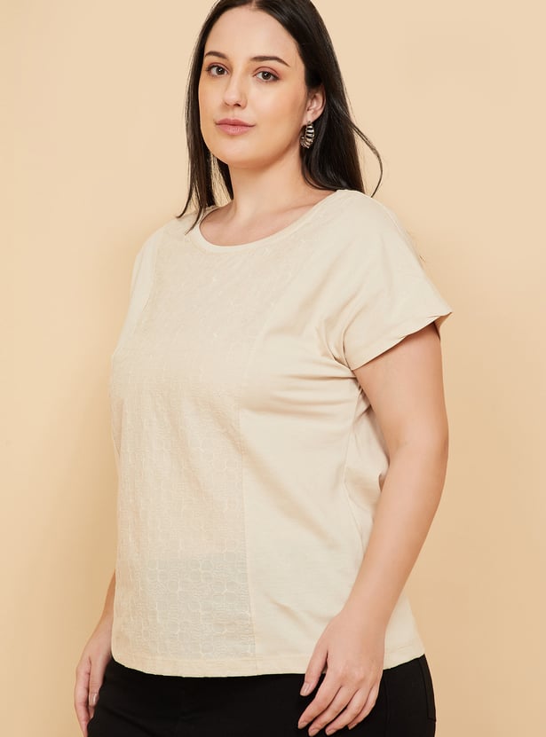 Women Embroidered Panel T-shirt