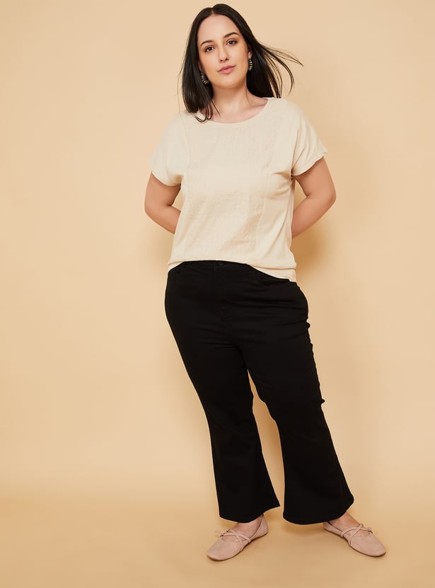 Women Embroidered Panel T-shirt