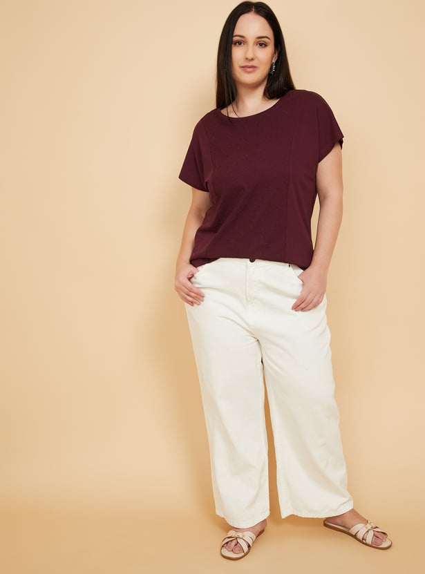 Women Embroidered Panel T-shirt