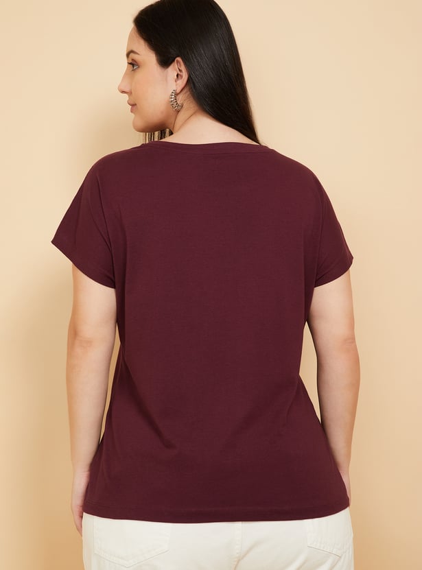 Women Embroidered Panel T-shirt