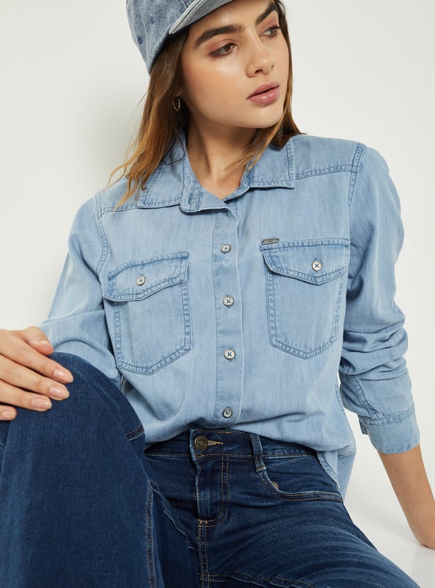 Women Regular Fit Denim Shirt