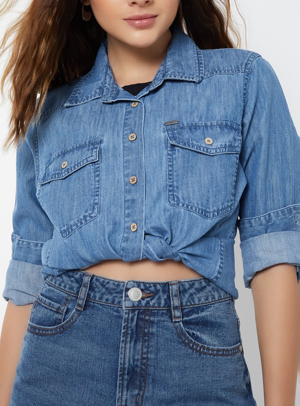 Women Regular Fit Denim Shirt