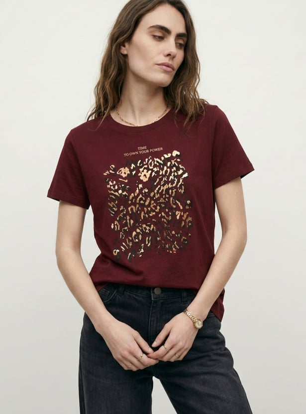 Women Foil Print T-shirt
