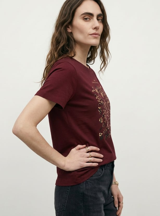 Women Foil Print T-shirt