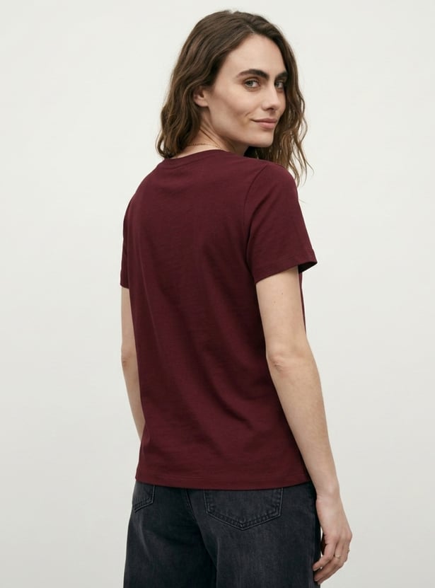 Women Foil Print T-shirt