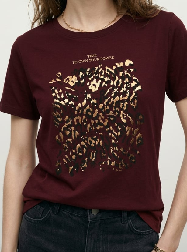Women Foil Print T-shirt