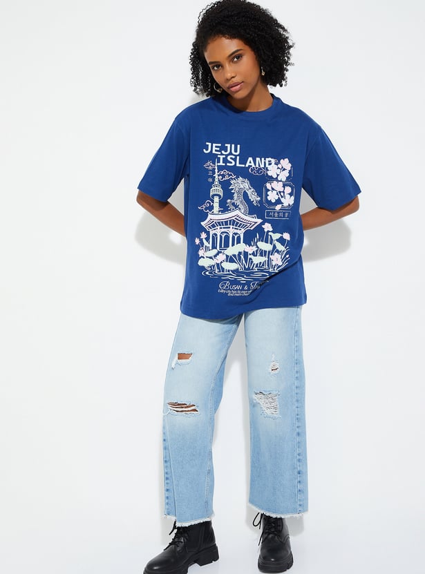 URB_N Women Oversized Printed T-shirt