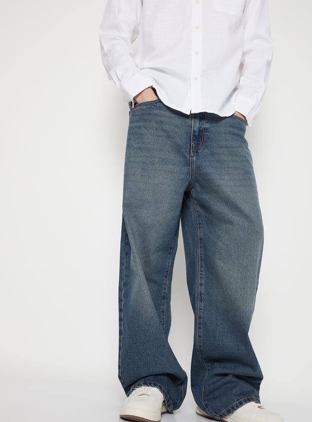Men Washed Baggy Fit Jeans