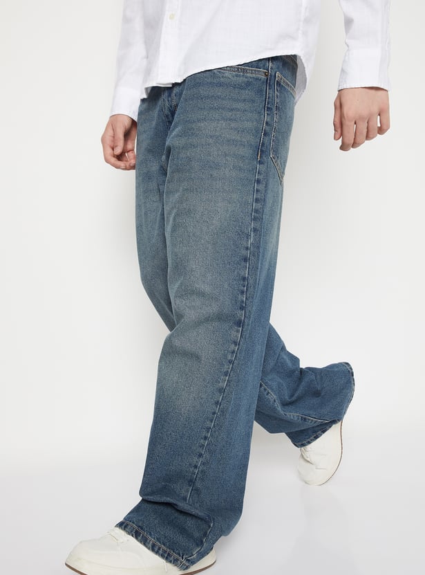 Men Washed Baggy Fit Jeans
