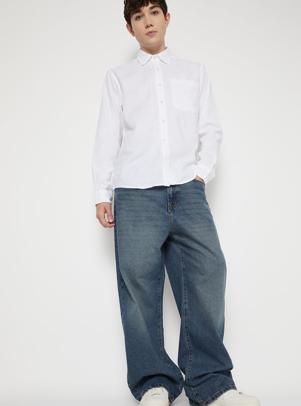 Men Washed Baggy Fit Jeans