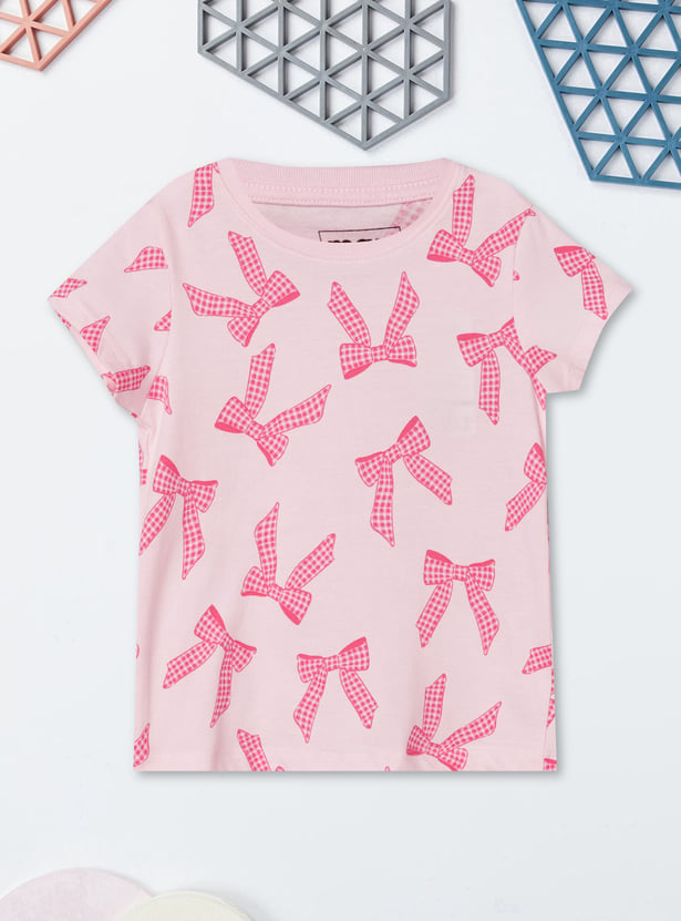 Girls Bow Print T-shirt