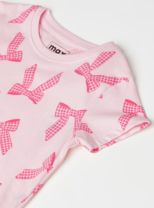 Girls Bow Print T-shirt