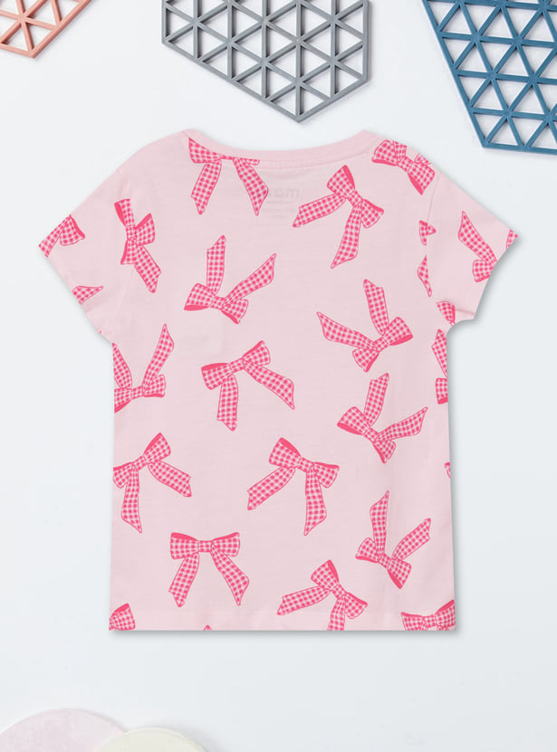 Girls Bow Print T-shirt