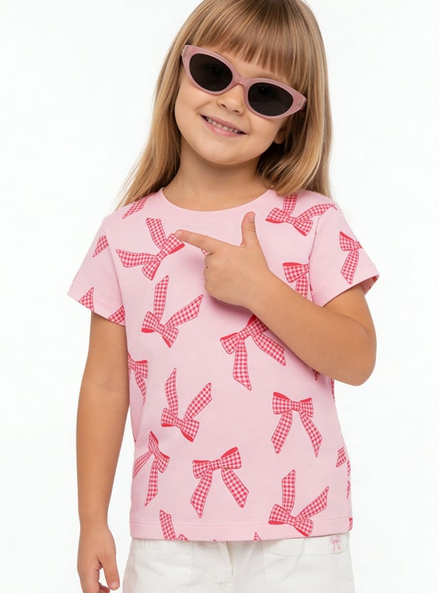Girls Bow Print T-shirt