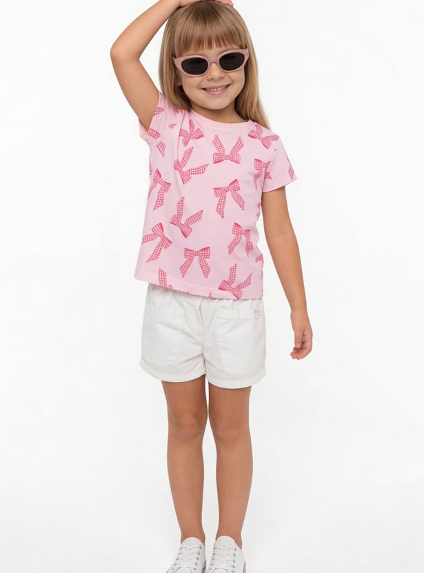 Girls Bow Print T-shirt