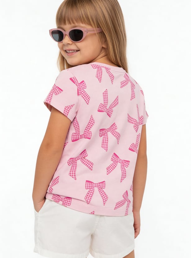 Girls Bow Print T-shirt