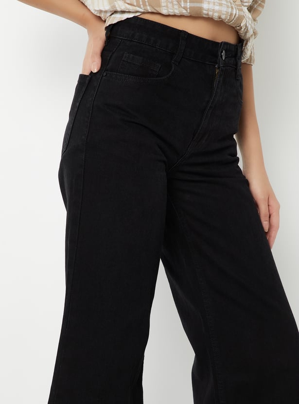 Women Solid Mid Rise Jeans