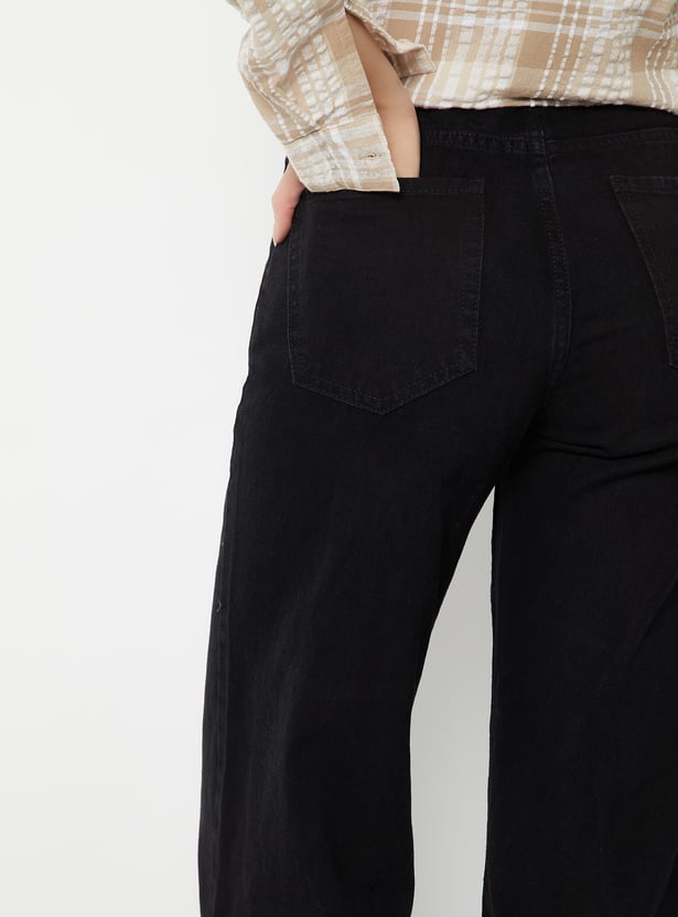 Women Solid Mid Rise Jeans