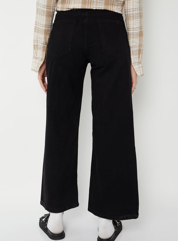 Women Solid Mid Rise Jeans