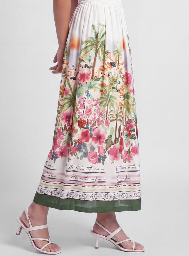Women Printed Tiered Skirt