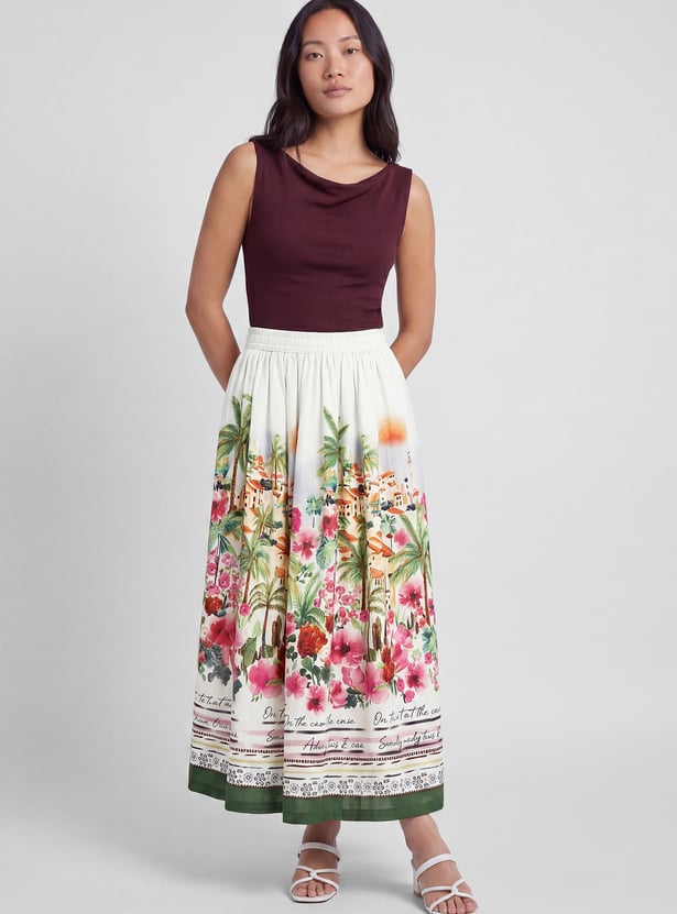 Women Printed Tiered Skirt