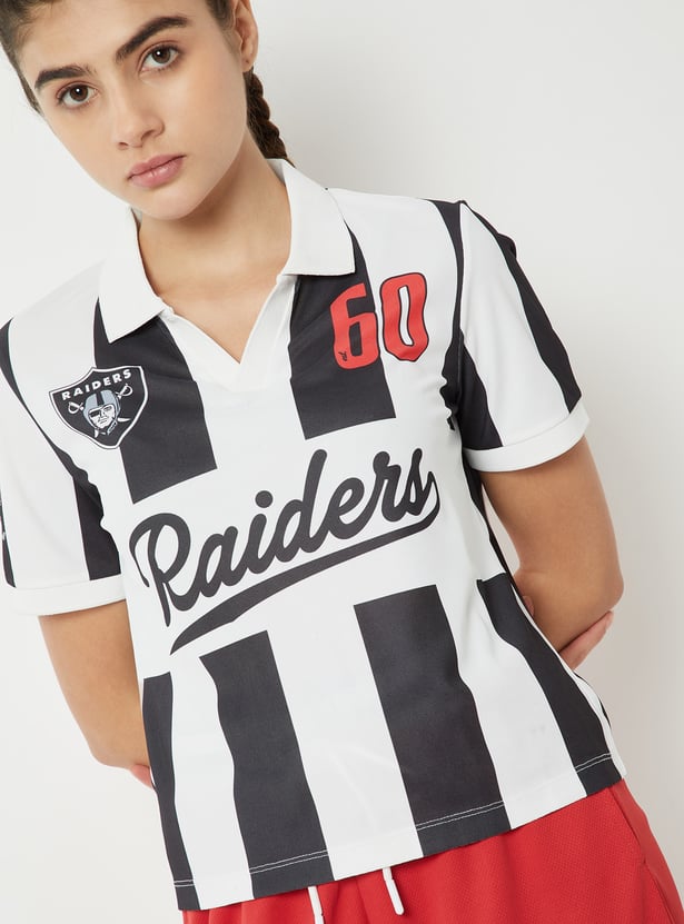 Women NFL Printed Johnny Collar T-shirt