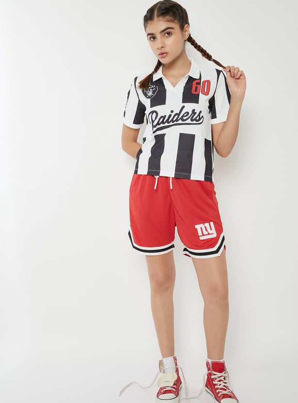 Women NFL Printed Johnny Collar T-shirt